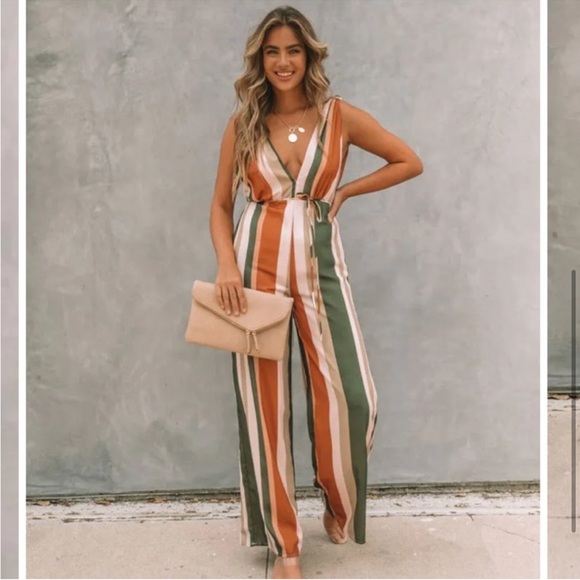 NWT Striped Tie Jumpsuit - Picture 5 of 12